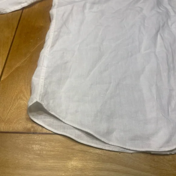 UNTUCKit 100% Linen Crisp White Casual Button Down Shirt Size Small Slim Fit - Picture 15 of 16